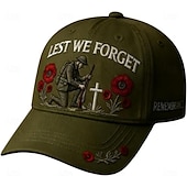  Para que não nos esqueçamos, boné da lembrança bordado com flores de papoula para o Dia da Memória, em homenagem aos veteranos, militares e heróis caídos.