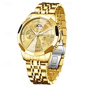 baratos Relógios Quartz-O Novo Relógio de Negócios Masculino Olevs com Pulseira de Aço Luminosa Crônometro Pequeno com Três Ponteiros Exibição de Dia da Semana Relógio de Quartzo Multifuncional Casual à Prova D'água