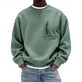  Муж. Толстовка Натяни Светло-зеленый Серый Светло-синий Вырез под горло Полотняное плетение Пэчворк Карман Для занятий спортом Повседневные Праздники Уличный стиль Круто Спортивная одежда