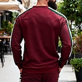 お買い得  ベーシックスウェットシャツ-男性用 スウェットシャツ ブラック ルビーレッド ネイビーブルー カーキ色 グレー クルーネック カラーブロック パッチワーク スポーツ 日常 祝日 ポリエステル ストリートファッション ベーシック カジュアル 春 秋 衣類 パーカー トレーナー