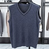 preiswerte Herren Pullover Weste-Herren Pullunder Kleid Pullover Pullover Weste Strickpullover Gerippt Stricken Normale Oberteile Gestrickt Einfach V Ausschnitt Mode Lässig Urlaub Alltagskleidung Bekleidung Herbst Winter Schwarz Rote