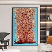 cheap Landscape Paintings-Mintura Hand Painted Return with a Full Load Oil Paintings on Canvas Modern Wall Art Picture For Home Decoration Ready To Hang With Stretched Frame