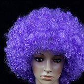 Недорогие Карнавальные парики-Карнавальный парик 2026 Фиолетовый Кудрявый Афро Короткие Синтетический фестивальный парик Вторник на масляной неделе Парад Волосы для косплей-костюма для Мужчины