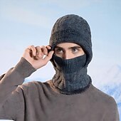Недорогие теплая и теплая коллекция-3-в-1 шапка-бини, утеплитель для шеи и лица, зимняя шапка-шарф, многофункциональная вязаная шапка для мужчин, для езды на велосипеде, теплая, с флисовой подкладкой, для защиты ушей, для холодной погоды