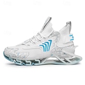 Χαμηλού Κόστους Ανδρικά Παπούτσια Τρεξίματος-Ανδρικά λευκά και γκρι αθλητικά αθλητικά παπούτσια - παπούτσια υψηλών επιδόσεων με αναπνεύσιμο σχεδιασμό για τρέξιμο, υπαίθριες δραστηριότητες και καθημερινή χρήση