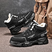 baratos Inverno e botas de neve-Botas de inverno masculinas bege – duráveis e confortáveis, com forro quente, perfeitas para viagens de inverno, caminhadas e atividades ao ar livre.