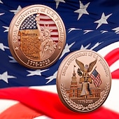  250周年記念コイン - 黄金のアメリカンフラッグ＆リバティベルデザインコレクティブルコイン、展示用の耐久性金属記念コイン、コレクターの愛国心セミクインテセンニアル