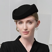 Недорогие Фасцинаторы-Головные уборы 100% шерсть Берет Свадьба Для вечеринок Элегантный стиль Свадьба С Кепки Чистый цвет Заставка Головной убор