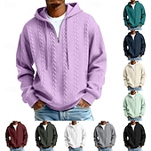 tanie podstawowe bluzy męskie-Męskie Żakard Bluza z Kapturem Bluza z kapturem Bluza z kapturem na zamek błyskawiczny Morelowy Czerwone wino Czarny Biały Jasnozielony Kaptur Równina Zapiąć na zamek błyskawiczny Teksturowany Sport
