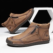 abordables Botines-Botas de senderismo de piel sintética de primera calidad para hombre: calzado resistente con cierre de cremallera para aventuras al aire libre y uso casual.