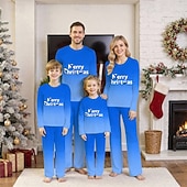 olcso gyerek karácsonyi pizsama-Családi nézés Karácsony Karácsonyi családi pizsama Pizsamák Családkészletek Grafika Gradiens Karácsonyi minta Otthon Nyomtatott Medence Sötétsárga Világoszöld Hosszú ujj Napi Hozzá illő ruhák