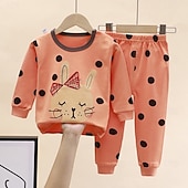 billiga Pyjamas-Småbarn Pojkar 2 delar Pyjamasset Långärmad Z17 Z29 Z13 Ensfärgat Djur Vår Höst Förtjusande Hem 7-13 år