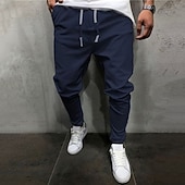 tanie spodnie codzienne-Męskie Spodnie Spodnie codzienne Ściągana na sznurek Kieszeń Elastyczny pas Równina Komfort Miękka Codzienny Na zewnątrz Święto Urlop Moda Zieleń wojskowa Biały Średnio elastyczny