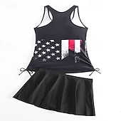 abordables Tankinis-Mujer Bañadores 2 piezas Falda Traje de baño Espalda al Aire Vacaciones Ropa de playa Floral Graphic Escote Redondo Sin Mangas Trajes de baño