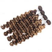 Недорогие 4 пучка человеческих волос-стр. 4/27#, свободные глубокие пучки натуральных волос (4 пучка, 18, 18, 20, 20 дюймов)