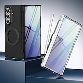 baratos Capa Samsung-telefone Capinha Para Samsung Galaxy Dobra Z 7 Dobra Z 6 Z Fold 5 Z Fold 4 Z Fold 3 Capa articulada Com Suporte e protetor de tela Proteção de corpo inteiro Retro PC Metal