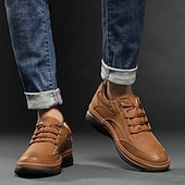 economico Scarpe Casual con Lacci-scarpe stringate da uomo in similpelle marrone: eleganti e classiche, ideali per il lavoro, per l'abbigliamento casual da lavoro e per tutti i giorni