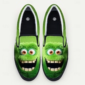  Fun Ugly Christmas Shoes Men's 3D Print Cartoon Character Design Slip-On Sneakers with Playful Smile for Casual Holiday Footwear