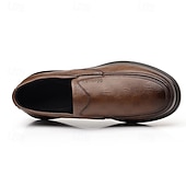 halpa Miesten loaferit ja nauhattomat kengät-Miesten ruskeat keinonahkaiset talvikengät, lämpimät ja mukavat, fleecevuori lisälämpöä varten, täydelliset talvipäiviin ja rentoon ulkoiluun