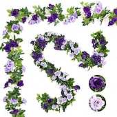 tanie Rośliny i kwiaty sztuczne-Girlanda ze sztucznych kwiatów róż o długości 240 cm/23,7 stopy, sztuczne pnącza, jedwabna roślina wisząca, do dekoracji łuku weselnego, pokoju na przyjęcie, domu, ogrodu, hotelu lub biura