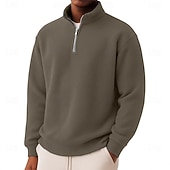 abordables Polo Classique pour Hommes-Homme Chemises Polo Gaufre Polo à fermeture éclair Sport en Plein Air Occasionnel Col montant Fermeture éclair manche longue Mode Moderne Couleur Unie Texturé Tricoté Printemps &amp; Automne Toutes