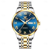 halpa Mekaaniset kellot-OLEVS Miesten Mekaaninen Kello Luksus Muoti Liiketoiminta Rannekello Automaattinen Mekaaninen Kello Vesitiivis loistava Ruostumaton Teräs Viikko Miesten Kello