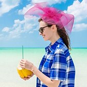 halpa Fascinaattorit-Pään koriste Tylli Lierihattu Häät Teekutsut Hevoskilpailu cocktail Tyylikäs Vintage Kanssa Puhdas Väri Tylli Päähine Päähineet