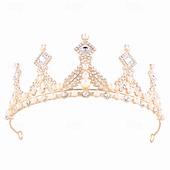 baratos Tiara &amp; Coroas-Crown Tiaras Decoração de Cabelo Liga Casamento Aniversário Elegante Com Pedrarias Capacete Chapéu