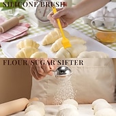 olcso Konyhai készlet-kovászos kezdőkészlet tartalmaz egy 23 cm-es kört &amp;25 cm-es ovális banneton kenyérkelesztő kosár kenyérsütővel, tésztakaparóval, tésztakeverővel, szilikonkefével és szűrővel