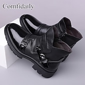 economico Stivaletti alla caviglia-stivali da uomo in similpelle marrone con cinturino – design alla moda con dettagli in fibbia, perfetti per uscite informali, moda invernale e abbigliamento outdoor