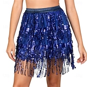 cheap Belly Dancewear-Samba Dancewear Belly Dance Sequin Tassel Skirt Half Bead Performance Skirtl Performance Costume