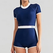 billiga One Pieces Rash Guards-Dam 2-delad rashguard Tankini-baddräkter Surfskjorta Solid färg UPF50+ Andningsfunktion Kortärmad Badkläder Surfing Paddling Snorkelfenor Sommar
