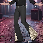 Недорогие Вспышка-Муж. Штаны Костюм Беллое дно Расклешенные брюки Брюки для выпускного Пэчворк Блестящий металл Полотняное плетение Комфорт Полная длина Для вечеринок Бизнес Повседневные Мода Уличный стиль