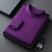 Недорогие мужской пуловер-свитер-Муж. Пуловер Свитер Вязаный свитер Рельефный узор Вязать Обычные топы Трикотаж Полотняное плетение Вырез под горло Мода Классический Отпуск На каждый день Одежда Осень Зима Синий Черный S M L