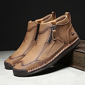 abordables Botines-Botas de senderismo de piel sintética de primera calidad para hombre: calzado resistente con cierre de cremallera para aventuras al aire libre y uso casual.