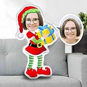 Недорогие Персонализированные текстили-Персонализированная рождественская подушка с фотографией лица, креативная самодельная гуманоидная подушка, забавный подарок на день рождения для друзей, уникальная подушка с фотографией,