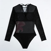 preiswerte Einteilige Badeanzüge-Damen Einteiler Badeanzug Schlankheits mit Rock Monokini Rock Netz Bauchkontrolle Hohe Taille Schlank Elegant Urlaub Floraler Rundhalsausschnitt Langarm Badeanzüge