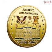  Памятные монеты к 250-летию – коллекционные монеты с изображением золотого американского флага и Колокола Свободы, прочные металлические юбилейные монеты для демонстрации, патриотические коллекционные монеты к полувековому юбилею.