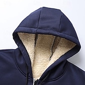 billiga Huvtröja i fleece-Herr Huvtröja Huvtröja med dragkedja Huvtröja i fleece Fleecefodrad huvtröja Svart Marinblå Brun Huva Slät Flera fickor Sport &amp; Utomhus Ledigt Dagligen Streetwear Häftig Sportkläder Vinter Kläder Pull