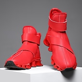 abordables Zapatillas Informales-Zapatillas deportivas rojas para hombre: elegantes y cómodas, con parte superior de malla y cámara de aire, perfectas para un look informal en vacaciones y fiestas navideñas.