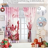 economico Cucina natalizia-Tende termiche isolanti con stampa digitale 3D a forma di gnomo natalizio, set da 2 pezzi di tende oscuranti con occhielli per balconi esterni, soggiorno e arredamento per la casa