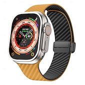 Недорогие Ремешки для часов Apple-Спортивный ремешок Совместим с Ремешок для часов Apple Watch 38мм 40мм 41мм 42мм 44мм 45мм 49мм Многослойный Магнитная застежка Две тонны силиконовый Углеволокно Сменный ремешок для часов для iwatch