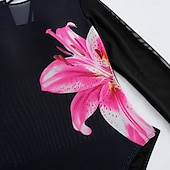 preiswerte Einteilige Badeanzüge-Damen Einteiler Badeanzug Schlankheits mit Rock Monokini Rock Netz Bauchkontrolle Hohe Taille Schlank Elegant Urlaub Floraler Rundhalsausschnitt Langarm Badeanzüge