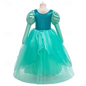 preiswerte Mädchen Verkleidung Kostüme-Buchwoche 2026 Kinder Mädchen Kleid Partykleid einfarbig ärmellos Bühnenkleid besondere Anlässe Mesh Mode Alltag Prinzessin Maxi Partykleid Swingkleid Tüllkleid Sommer Frühling ab 4 Jahren grün