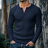 Χαμηλού Κόστους Πλεκτό μπλουζάκι με ραβδώσεις-Ανδρικά Μπλουζάκι Πλεκτό μπλουζάκι με ραβδώσεις Μπλουζάκι μπλουζάκι Μακρυμάνικο πουκάμισο Μακρυμάνικο Χένλι Άνοιξη Φθινόπωρο Χειμώνας Σκέτο Pit Strip Μοντέρνα Υψηλής Ποιότητας Βασικό Πλέξιμο