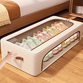 cheap Storage Bags-Foldable Window Shoe Cabinet - Stackable Under-Bed Storage Organizer with Clear Front Compartments, Space-Saving Shoe Rack for Closet, Bedroom, Entryway, Sturdy Construction for Sneakers, Heels, Boots