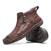 abordables Botines-Botas de senderismo de piel sintética de primera calidad para hombre: calzado resistente con cierre de cremallera para aventuras al aire libre y uso casual.