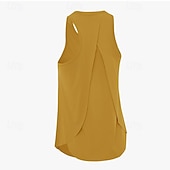 cheap Women's Shirt-Women's Solid Colored Tank Top Workout Tops Loose Fit Elastic Sweat-Wicking Breathable Tennis Pickleball Yoga Crew Neck Top Black White Yellow Tennis Clothing