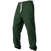 cheap Straight Leg-Men's Waffle Sweatpants Trousers Straight Leg Sweatpants Waffle Pants Drawstring Elastic Waist Plain Breathable Full Length Casual Daily Outdoor Vacation Classic Style Black White Micro-elastic