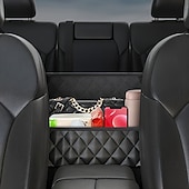 abordables Rangements pour voiture-Organisateur de dossier de siège auto grande capacité - sac de rangement en filet de cuir artificiel durable pour organiser et ranger les accessoires intérieurs de voiture.